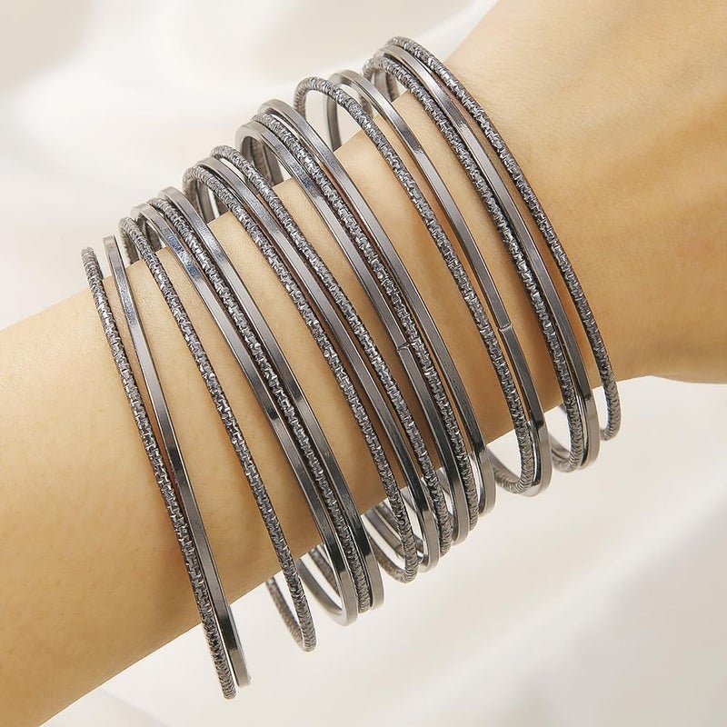 RINTOLER Store 16Pcs Gold Bangle Bracelets for Women - Multi Layer Stackable Textured Bracelets Boho Jewelrys Set. - Image 2